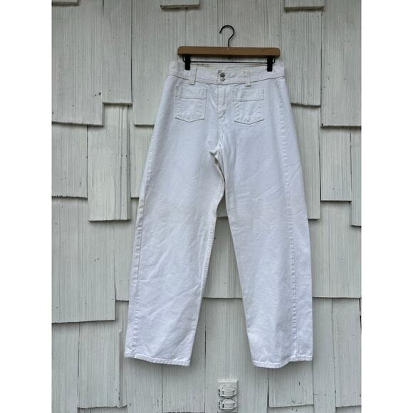 Vintage Levi's L2 White‎ High Waisted Wide Leg Jeans Double Button Zip Fly Sz 10 - Picture 2 of 11
